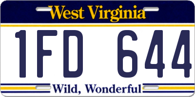WV license plate 1FD644