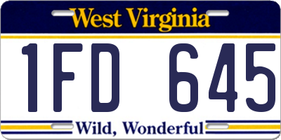 WV license plate 1FD645