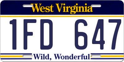 WV license plate 1FD647
