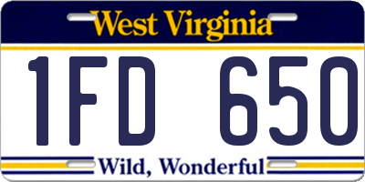 WV license plate 1FD650