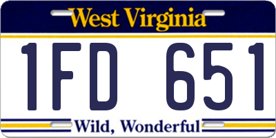 WV license plate 1FD651