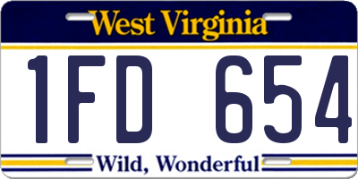 WV license plate 1FD654