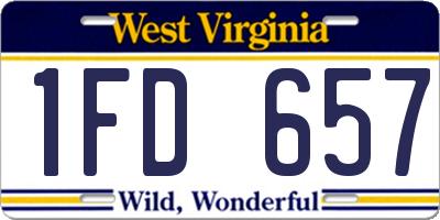 WV license plate 1FD657