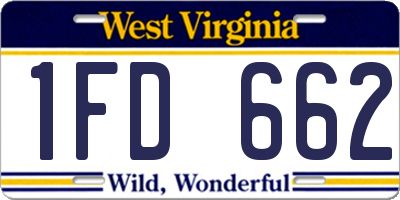 WV license plate 1FD662