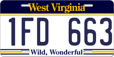 WV license plate 1FD663