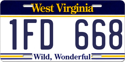 WV license plate 1FD668
