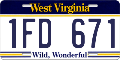 WV license plate 1FD671
