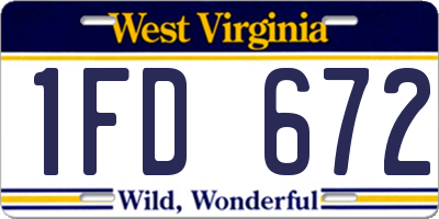 WV license plate 1FD672