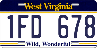 WV license plate 1FD678