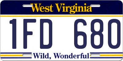 WV license plate 1FD680