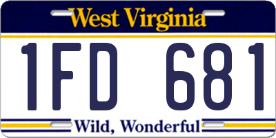 WV license plate 1FD681