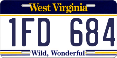 WV license plate 1FD684