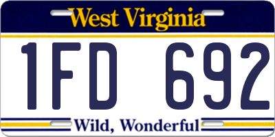 WV license plate 1FD692