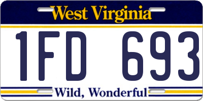 WV license plate 1FD693