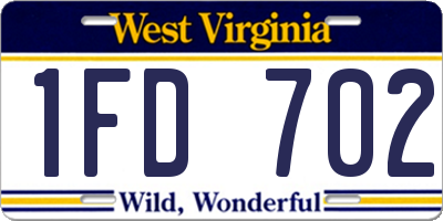 WV license plate 1FD702