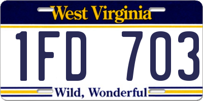 WV license plate 1FD703