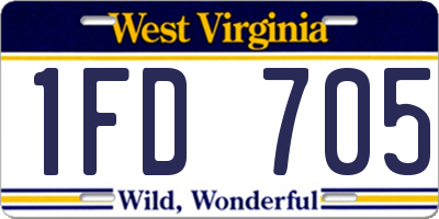 WV license plate 1FD705