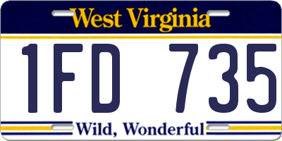 WV license plate 1FD735
