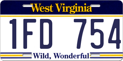 WV license plate 1FD754
