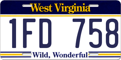 WV license plate 1FD758