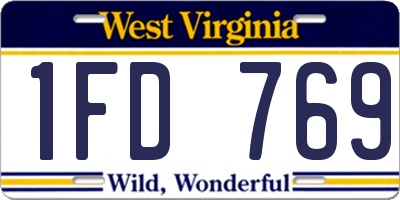 WV license plate 1FD769