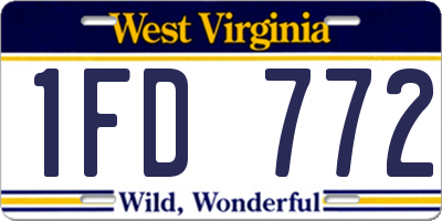 WV license plate 1FD772