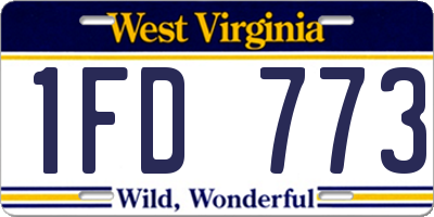 WV license plate 1FD773