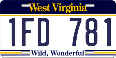 WV license plate 1FD781