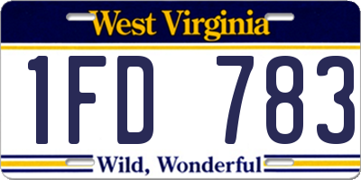 WV license plate 1FD783
