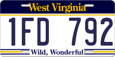 WV license plate 1FD792
