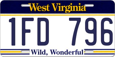WV license plate 1FD796