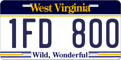 WV license plate 1FD800