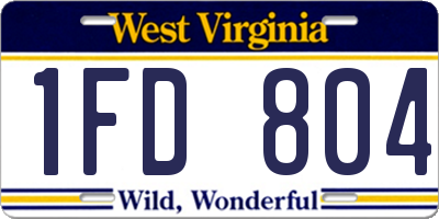 WV license plate 1FD804