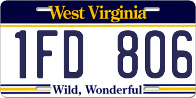 WV license plate 1FD806