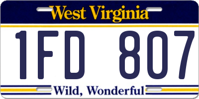 WV license plate 1FD807