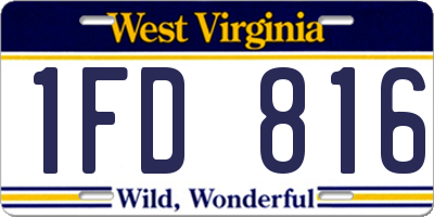 WV license plate 1FD816