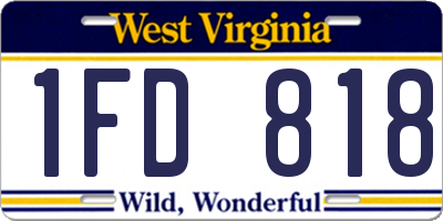 WV license plate 1FD818