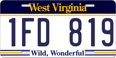 WV license plate 1FD819
