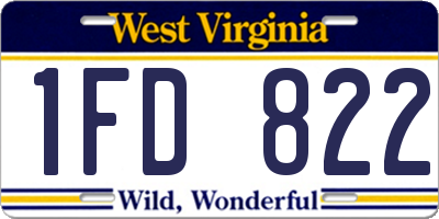 WV license plate 1FD822