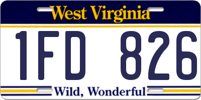 WV license plate 1FD826