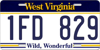 WV license plate 1FD829