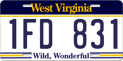 WV license plate 1FD831