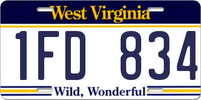 WV license plate 1FD834