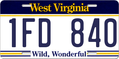WV license plate 1FD840