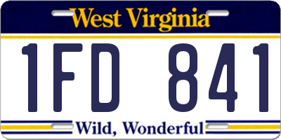 WV license plate 1FD841