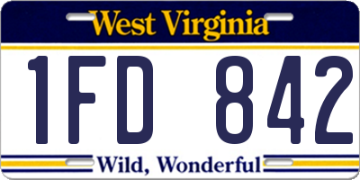 WV license plate 1FD842