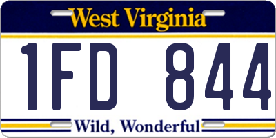 WV license plate 1FD844