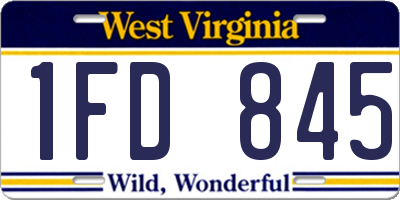 WV license plate 1FD845