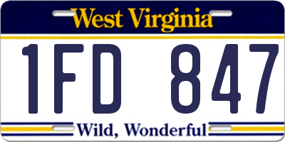 WV license plate 1FD847