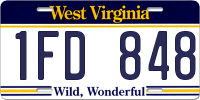 WV license plate 1FD848
